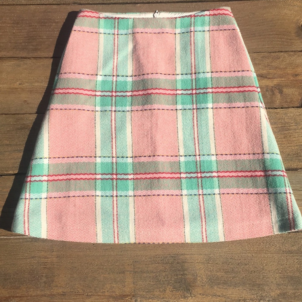 Boden Lined Plaid Wool Skirt Size 8R